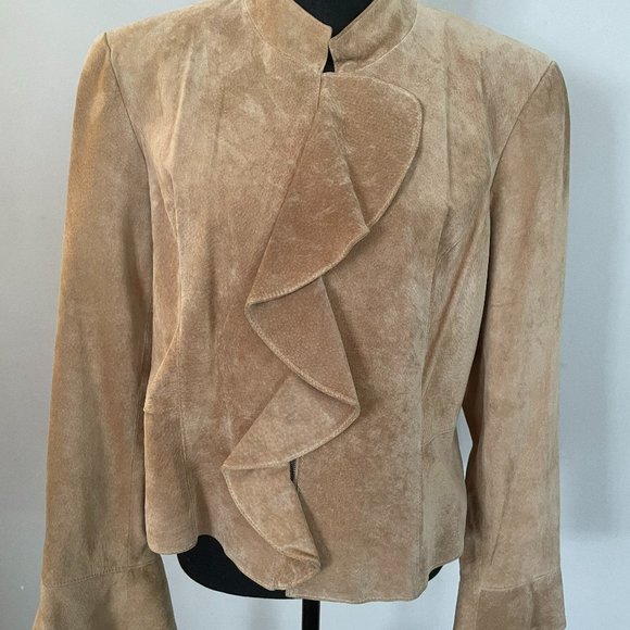 Doncaster Tan Suede short Ruffle Jacket - Picture 7 of 7